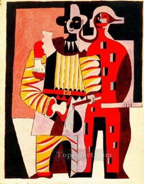 キュービズム Painting - ピエロとアルルカン 1920 キュビスム